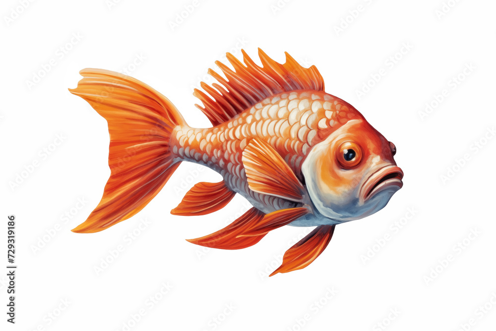 Fototapeta premium Exotic orange fish isolated on white background