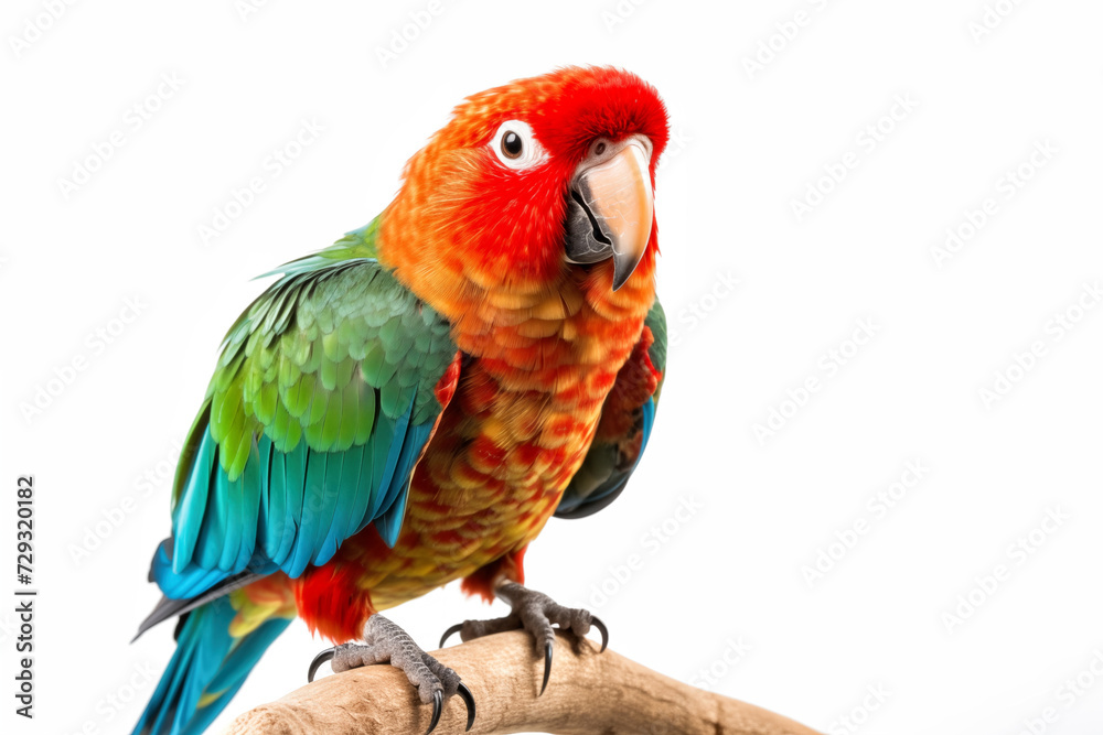 Colorful tropical parrot isolated in white background