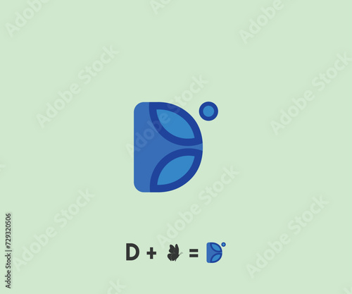 Creative modern letter D and a fly symbol for travel companies