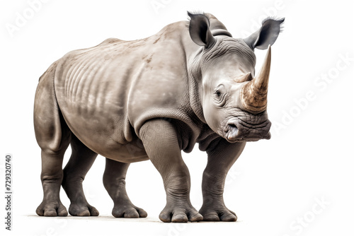 a rhinoceros isolated on white background with copy space for your text