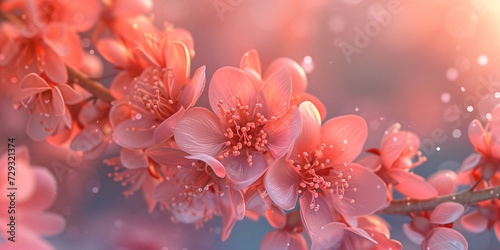 Peach Blossoms: Soft Peach-Colored Blossoms Creating a Delicate Background Peach Fuzz