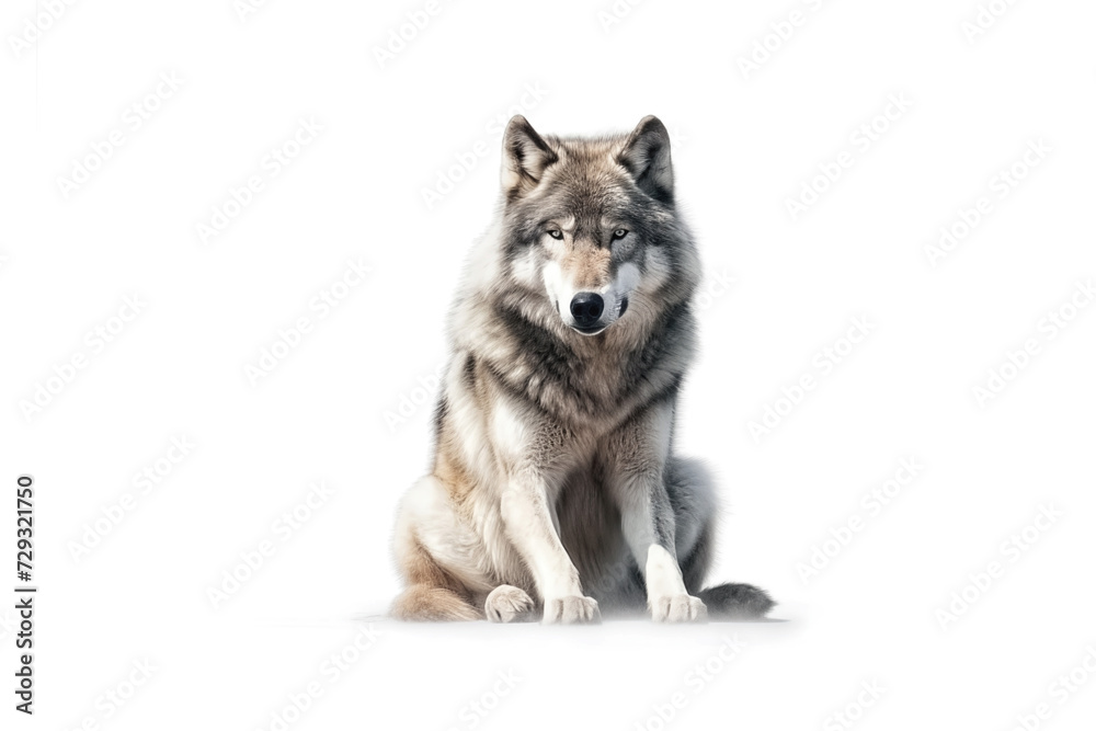 Fototapeta premium gray wolf (canis lupus) isolated on a white background