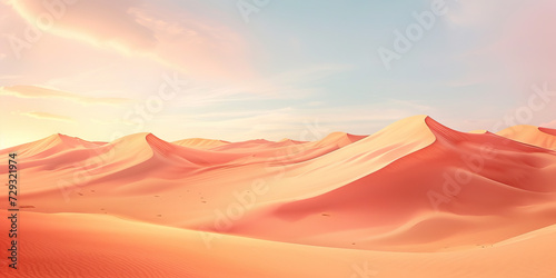 Peachy Sand Dunes: Desert Landscape with Soft Peach-Colored Sand Creating a Serene Background
