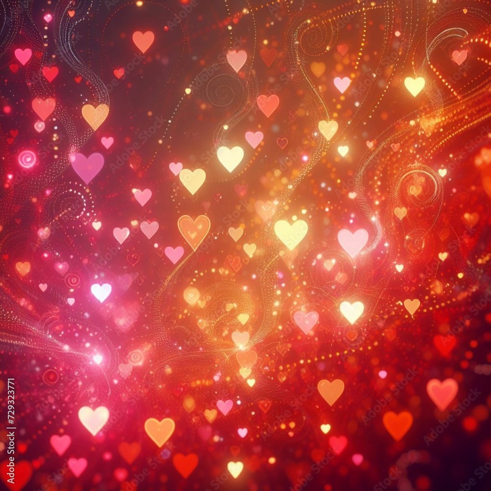 Red hearts background, background illustration, red