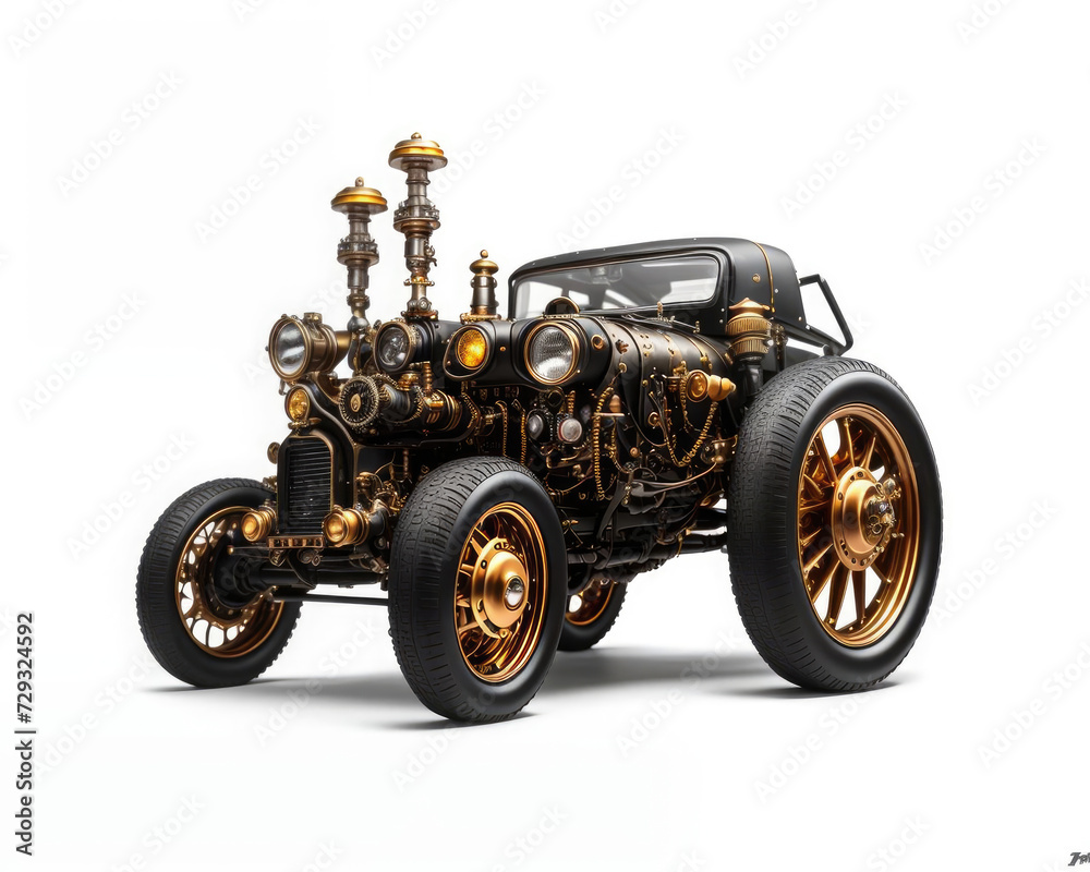 Steampunk car. Abstract illustration. AI generated. Steampunk car. Abstract illustration. AI generated.