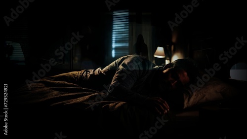 Eerie Night Scene: Man Sleeping with Ghostly Woman
