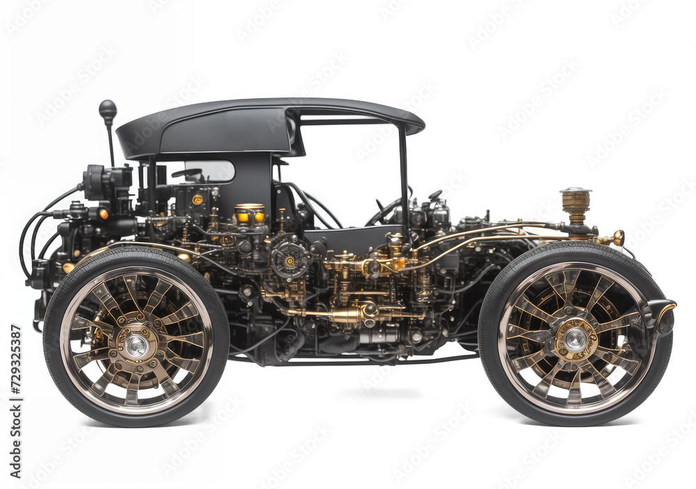 Steampunk car. Abstract illustration. AI generated. Steampunk car. Abstract illustration. AI generated.