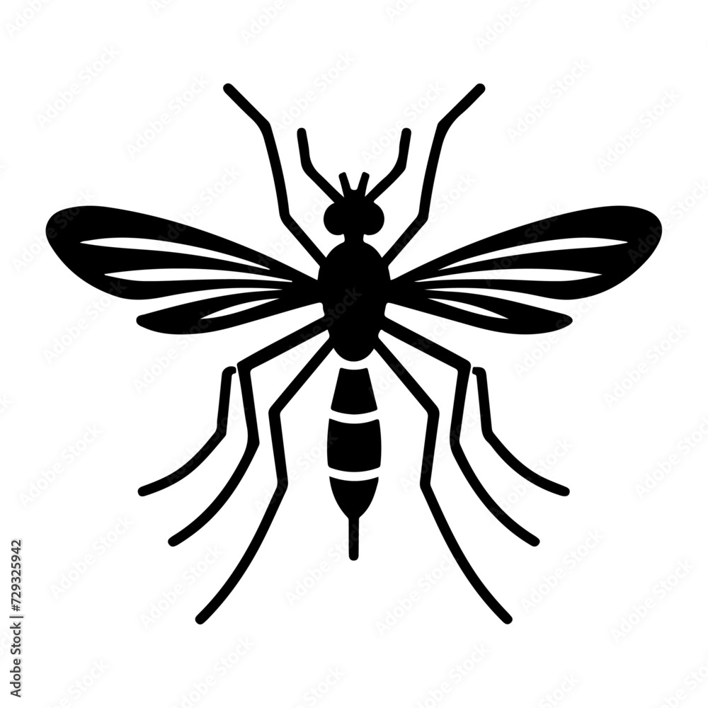 minimal Mosquito logo concept, clipart, symbol, black color silhouette