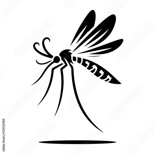 minimal Mosquito logo concept, clipart, symbol, black color silhouette