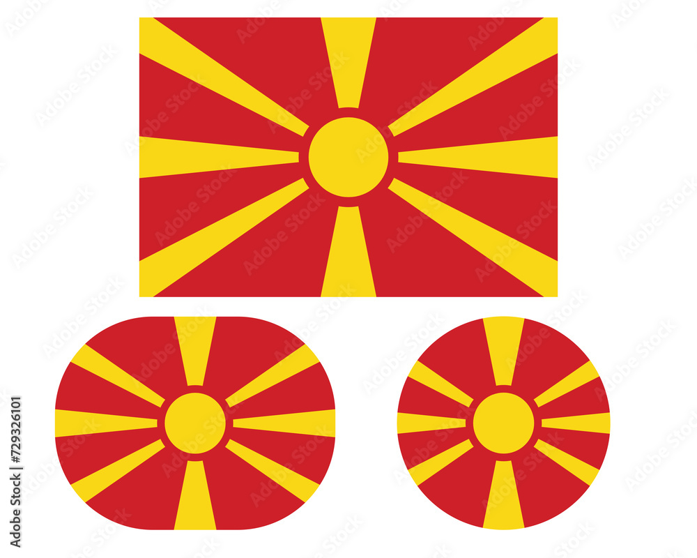 Flag in a rectangular square and circle, isolated png background. Flag of Macedonia Flag in a rectangular square and circle, isolated png background. Flag of Macedonia