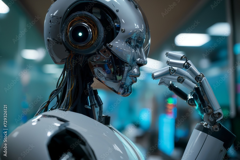Humanoid robot gorgeous full in trendy style on light background Humanoid robot gorgeous full in trendy style on light background