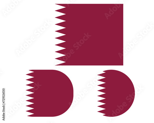 Flag in a rectangular square and circle, isolated png background. Flag of Qatar