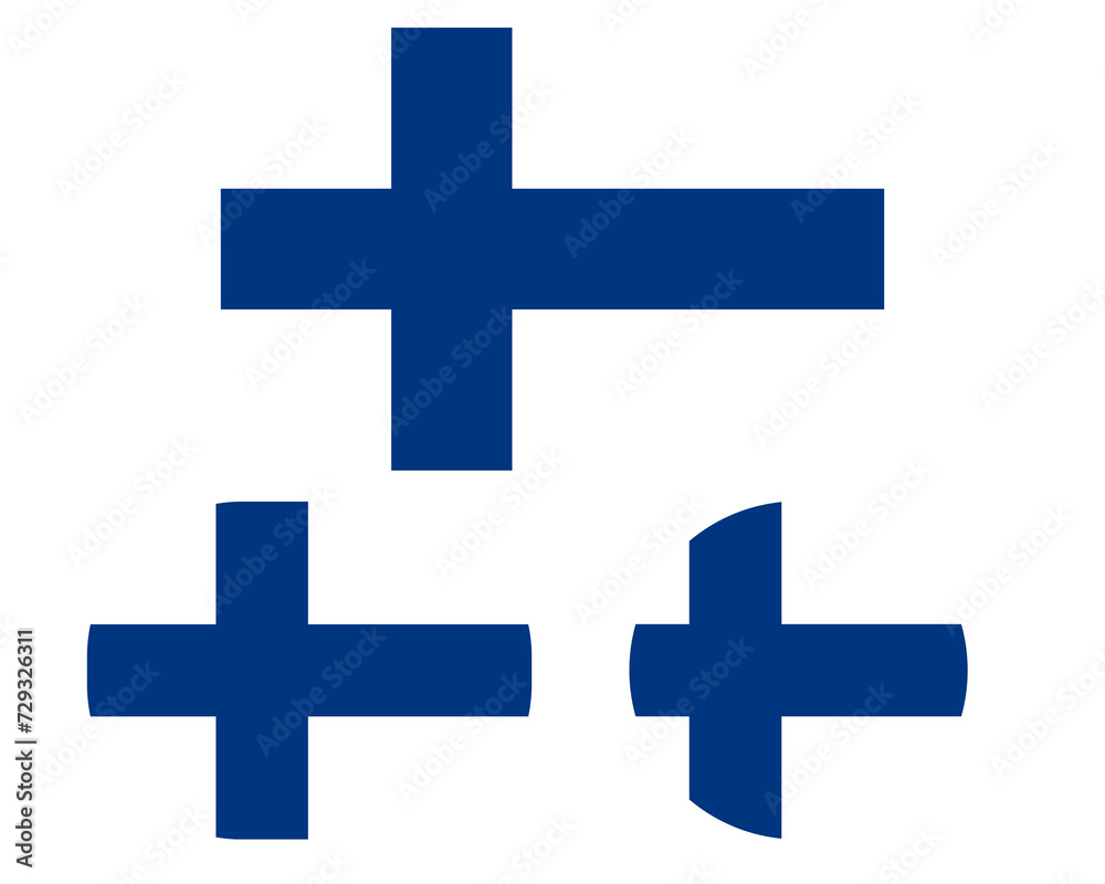 Fototapeta premium Flag in a rectangular square and circle, isolated png background. Flag of Finland