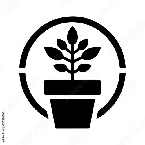 Plant in a pot sign vector silhouette  white background