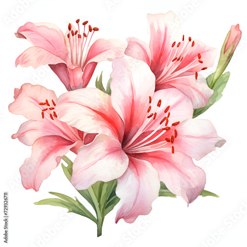 watercolor clipart of bouquet of lilies on a white background
