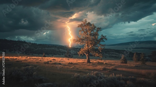 Dramatic Lightning Strike in Remote Wilderness Area