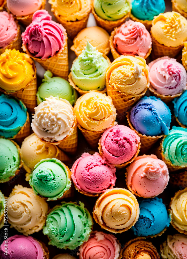 a lot of different colorful ice cream. Selective focus. a lot of different colorful ice cream. Selective focus.