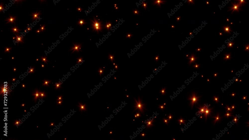 Beautiful loop flickering flow glow gold stars particles animation on ...