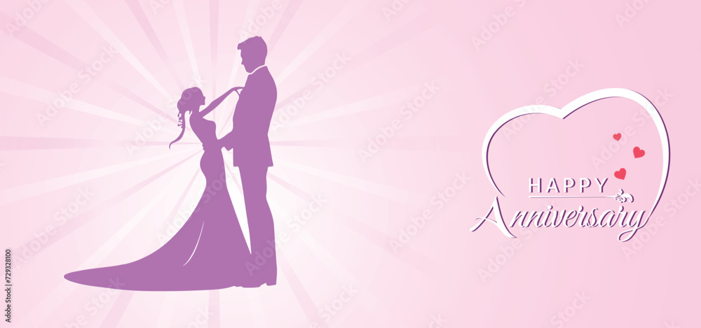 happy wedding anniversary couple silhouette vector illustration happy wedding anniversary couple silhouette vector illustration