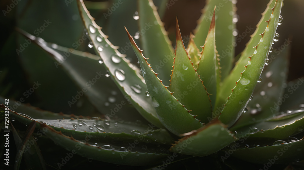vibrant Aloe Vera plant bathed in the soft morning light vibrant Aloe Vera plant bathed in the soft morning light