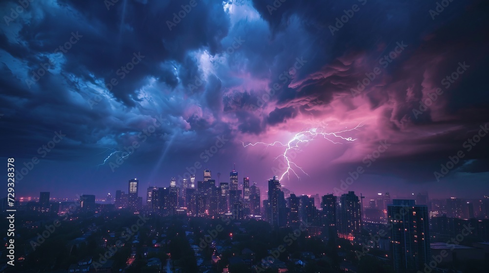 Fototapeta premium Electric Storm Over City