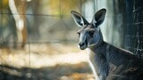 Restrained Kangaroo in Enclosure