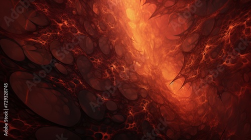 Abstract fractal art background, suggestive of inside the gut, airways, or blood vessels, possibly infected with disease and viruses, or it could be a rocky cave on an alien planet