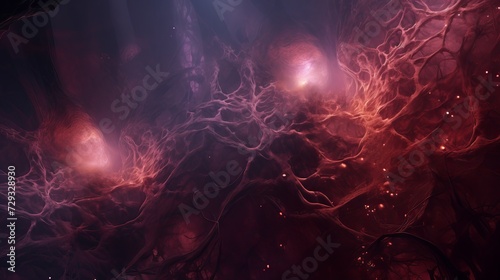 Abstract fractal art background, suggestive of inside the gut, airways, or blood vessels, possibly infected with disease and viruses, or it could be a rocky cave on an alien planet