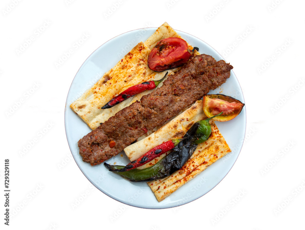 Turkish style Adana Kebab. Traditional Turkish Food Adana Kebab on Wooden Table. Turkish style Adana Kebab. Traditional Turkish Food Adana Kebab on Wooden Table.