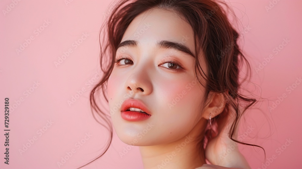 Graceful Korean Woman with Natural Makeup Graceful Korean Woman with Natural Makeup