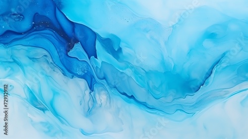 Alcohol ink abstract blue texture background. Modern fluid art. Alcohol ink colors translucent
