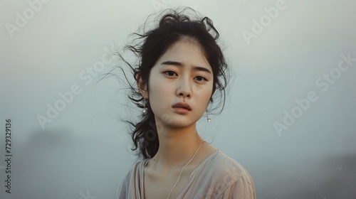 Mysterious Young Korean Woman in Casual Outfit