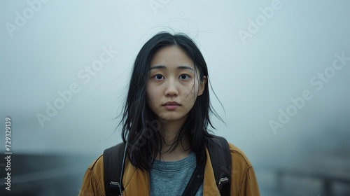 Mysterious Young Korean Woman in Casual Outfit
