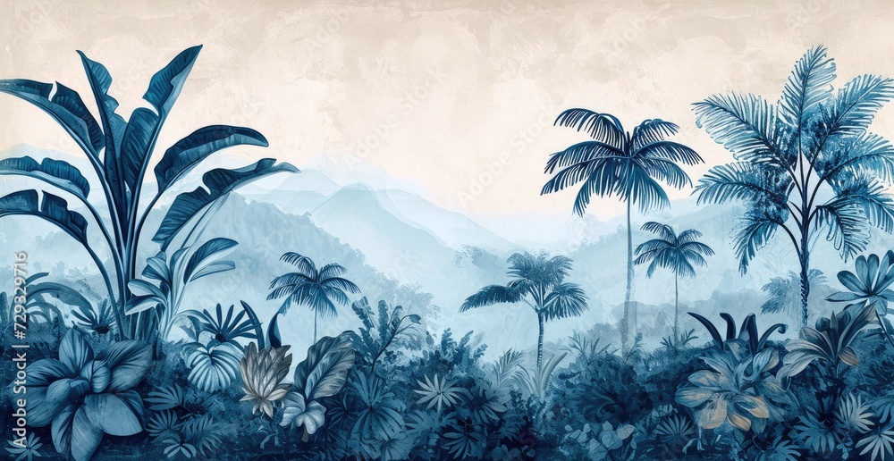 custom made wallpaper toronto digitalwallpaper jungle and leaves tropical forest - drawing vintage