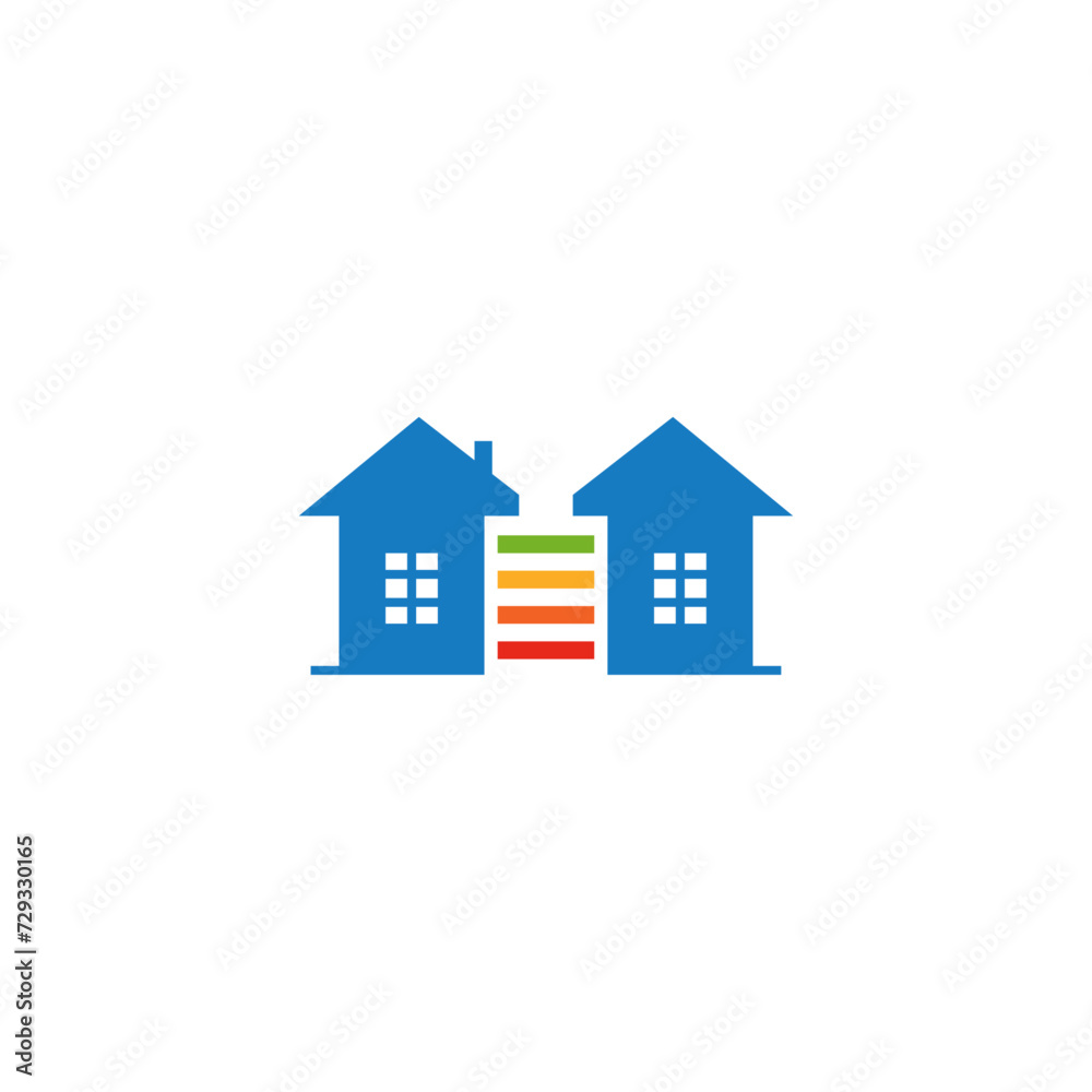 House and battery negative space logo design.