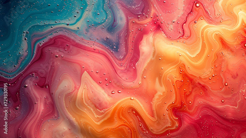 Hypnotic tendrils of color converging in an enigmatic symphony, a manifestation of abstract marbling photography.