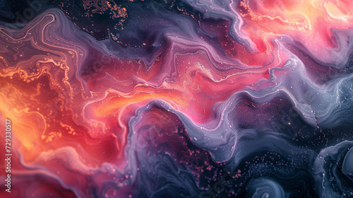 Nebulous forms emerging from liquid dreams, frozen in the artistry of abstract marbling photography. photo