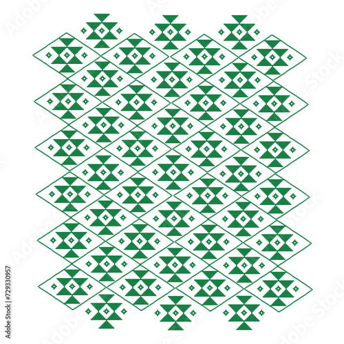 tribal pattern ( assamese pattern ) of northeast india which is used for textile design in assam gamosa , muga silk or other traditional dress.similar to ukrainian pattern or russian pattern. photo