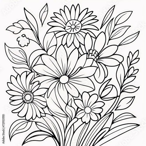 Luxury floral coloring book pages line art sketch

