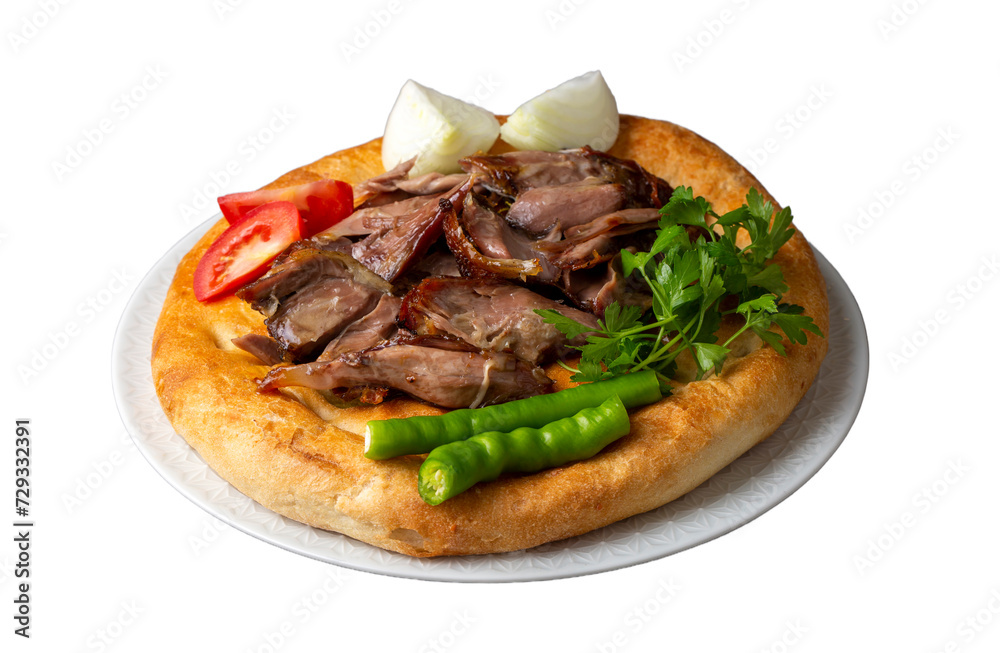 Delicious meat dish from Turkish cuisine; Konya oven kebab, tandoori kebab. Turkish name; Konya furun or firin kebabi, tandir kebabi