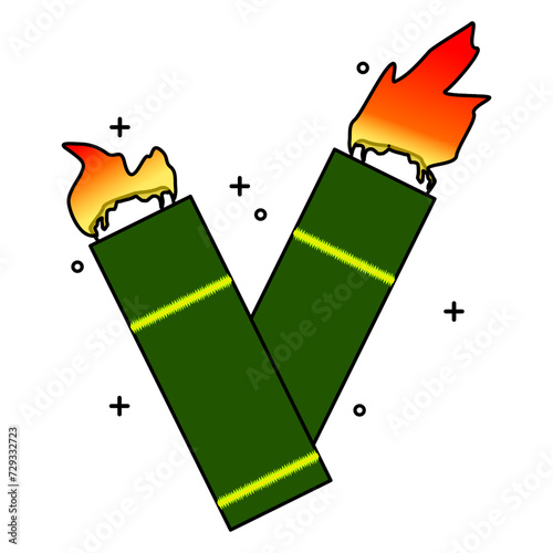 vector design of bamboo made into a torch