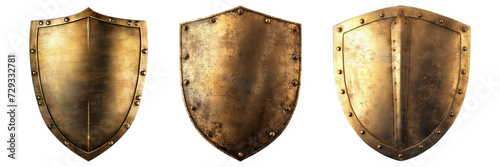 golden shield isolated. Png collection