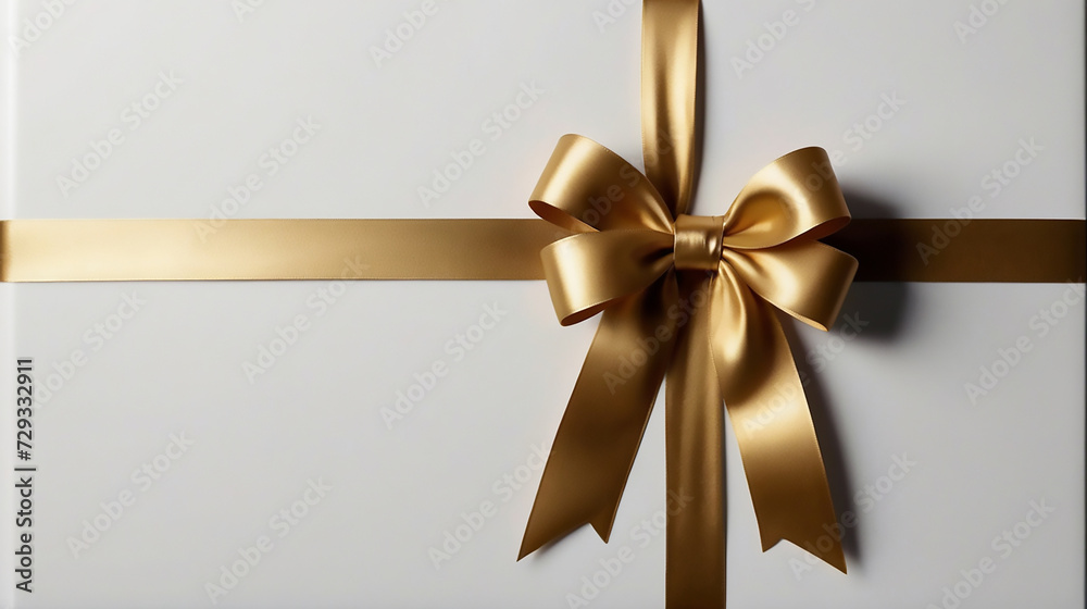 Simple Golden ribbon bow on white background, template and background for gifts and decoration. Simple Golden ribbon bow on white background, template and background for gifts and decoration.