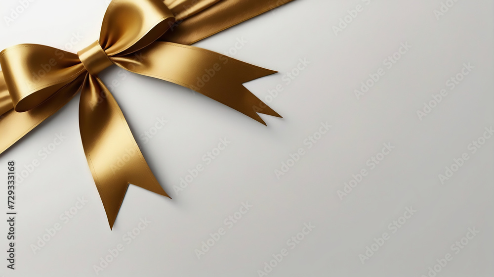 Simple Golden ribbon bow on white background, template and background for gifts and decoration. Simple Golden ribbon bow on white background, template and background for gifts and decoration.