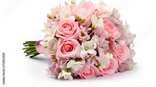 Wedding bouquet  isolated on white. Fresh  lush bouquet of colorful flowers