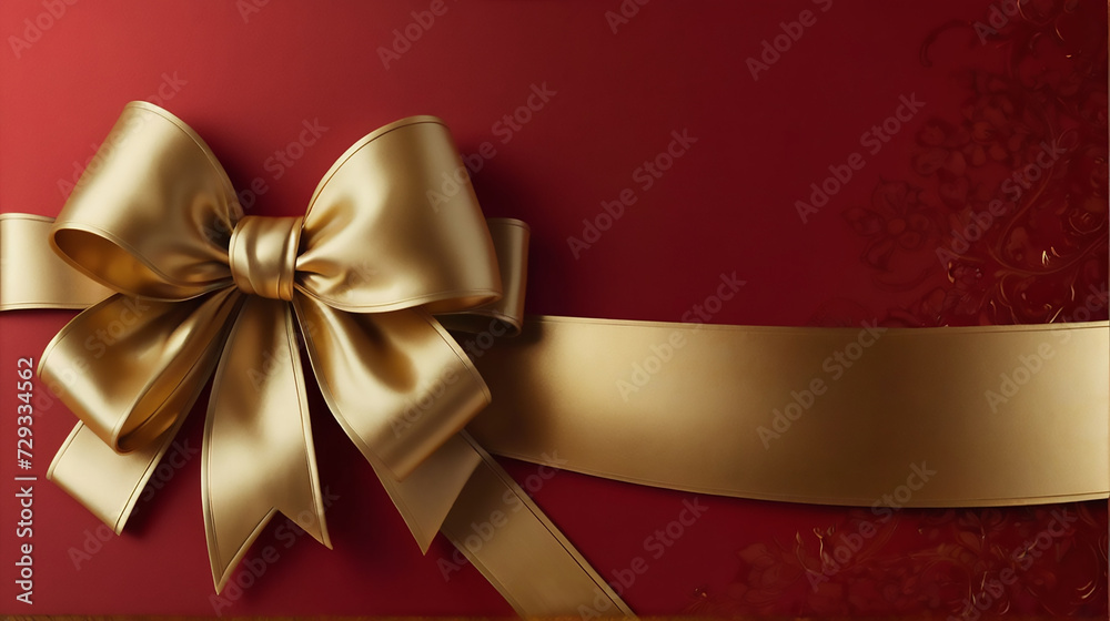 Red Background with luxury golden ribbon, template and background. Red Background with luxury golden ribbon, template and background.