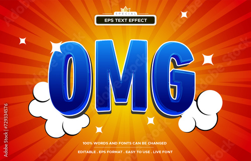 OMG cartoon comic style modern text effect editable.