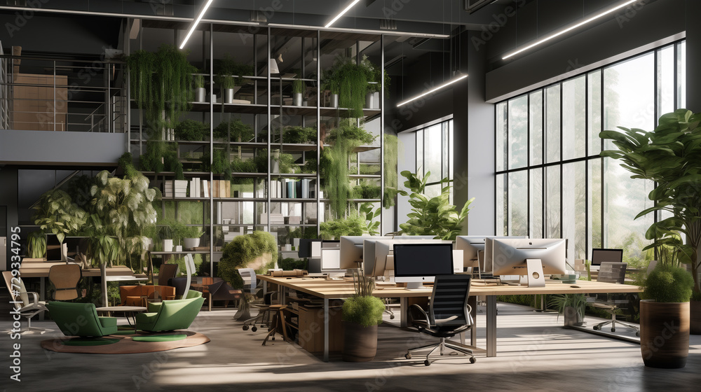 modern eco friendly office interior decorated with plants, environment friendly office interior architecture, tables chairs plants modern eco friendly office interior decorated with plants, environment friendly office interior architecture, tables chairs plants