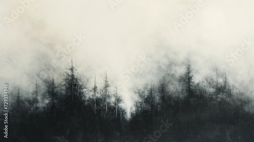 The mystery of a dense fog, depicted through smoky grays and whites. © AI By Ibraheem