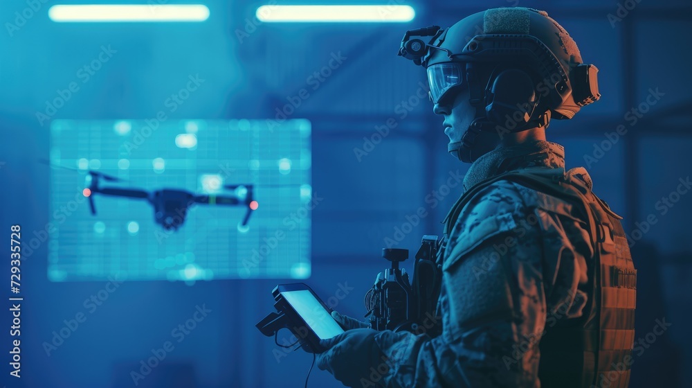 Naklejka premium Modern warfare, drone attack